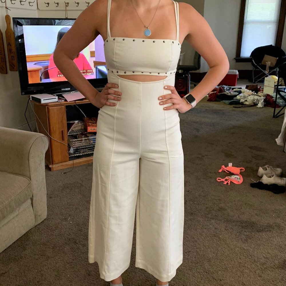 Free People Studded White Jumpsuit